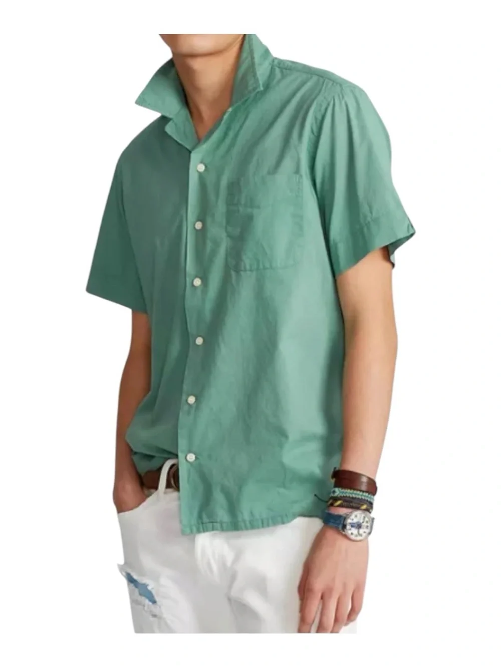 Polo Ralph Lauren Seafoam Classic Fit Camp Shirt Blue Pony Men's XL